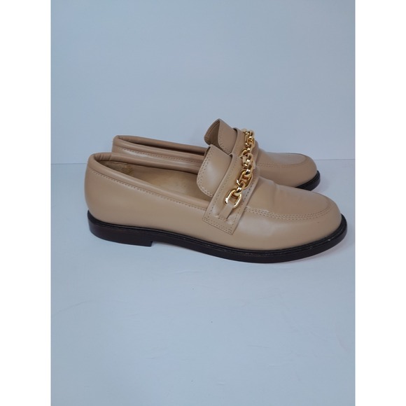 Schutz Dannie Tan Leather Flat Chain Link Loafer Womens Sz 10 B - Picture 2 of 16